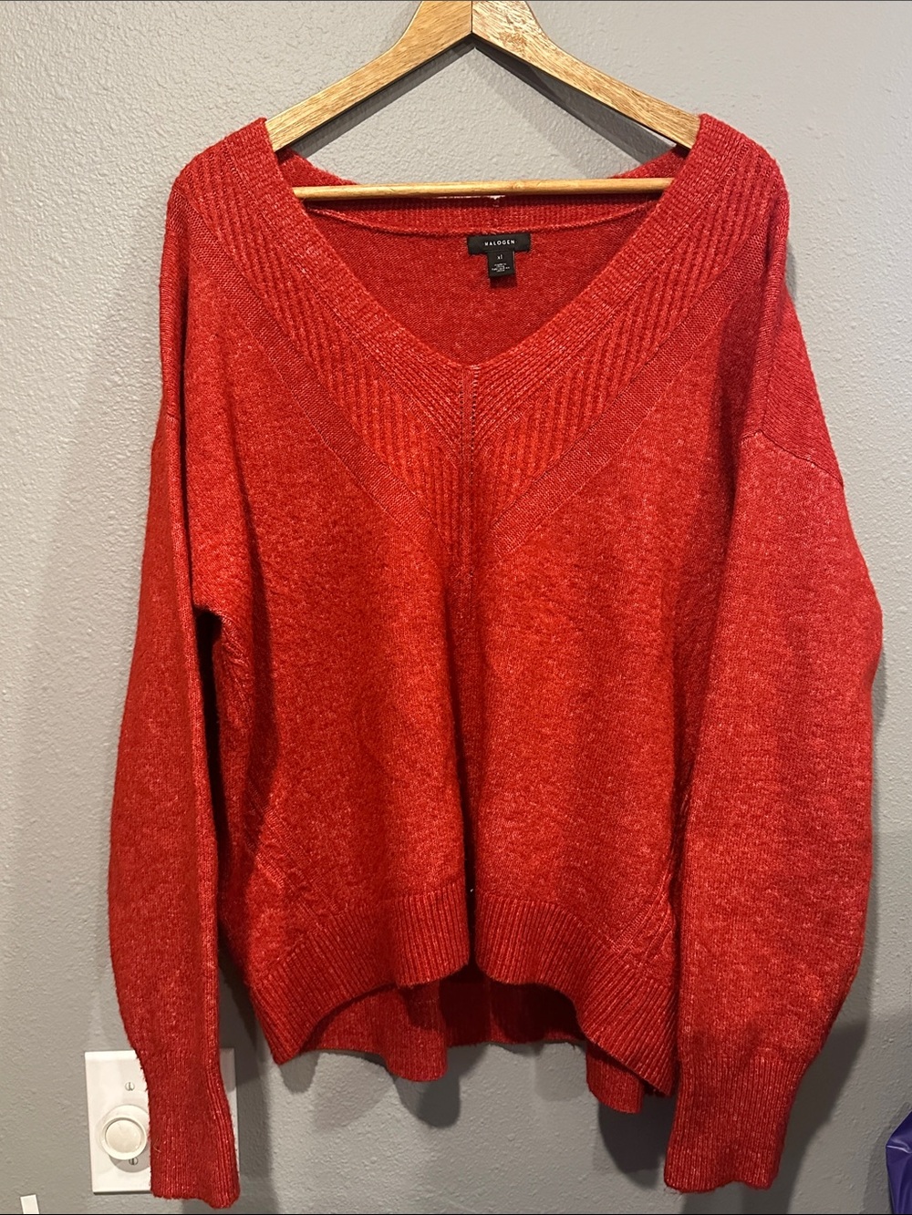 Halogen Red V-Neck Pullover Sweater